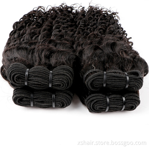 Raw Deep Wave Human Hair Bundles With Closure Hair Extensions Brazilian Virgin Hair Weave Bundles